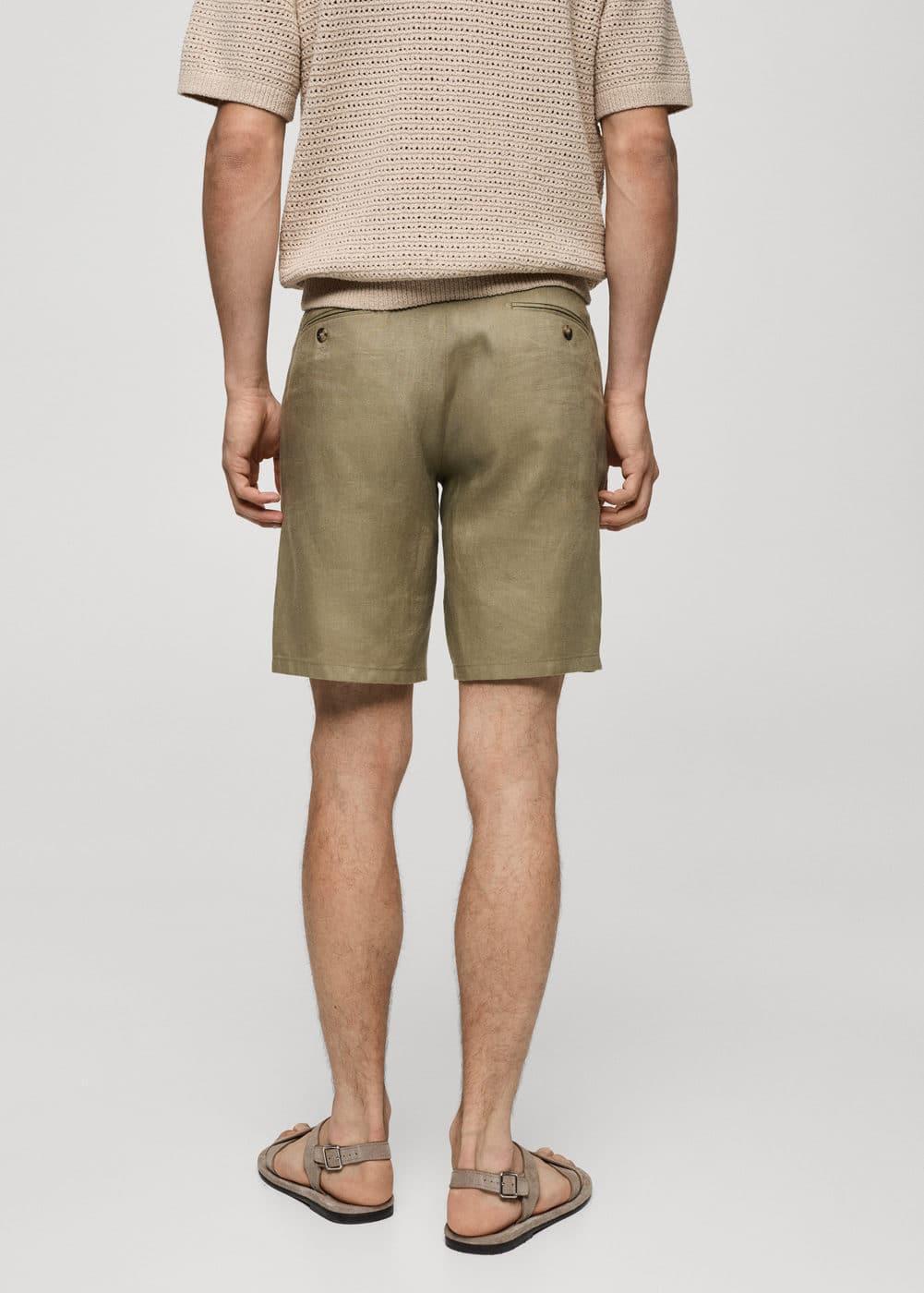 MANGO MAN - Slim fit 100% linen Bermuda shorts khakiMen Product Image