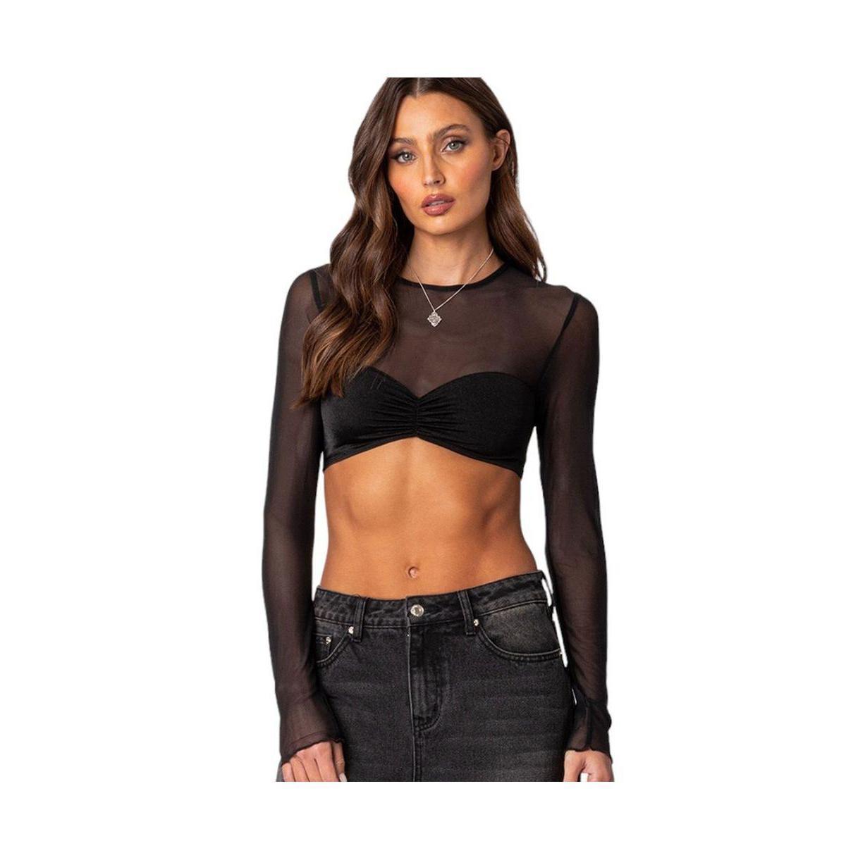 Womens Night out sheer crop top Product Image