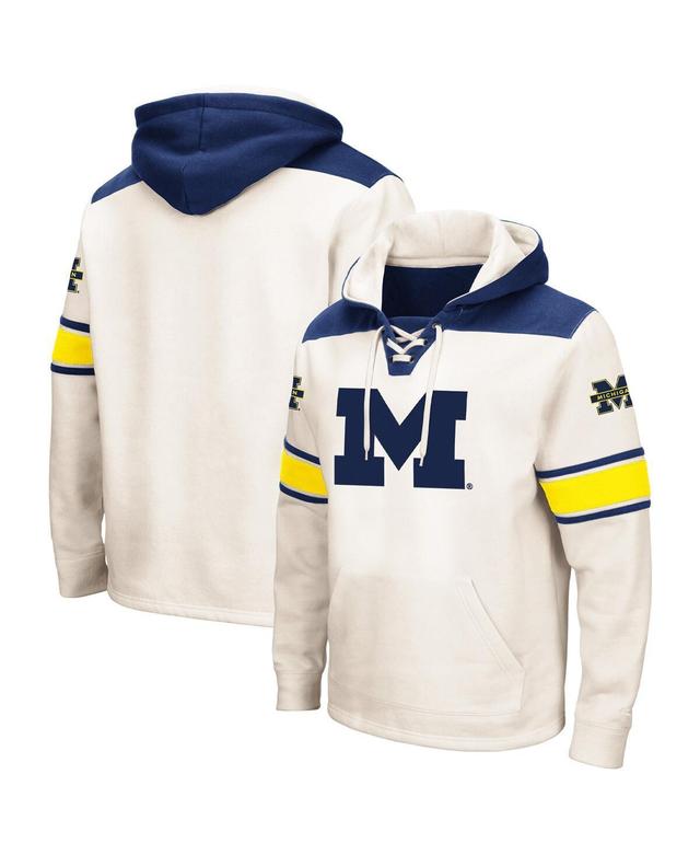 Mens Colosseum Cream Michigan Wolverines Big & Tall Hockey Lace-Up Pullover Hoodie Product Image