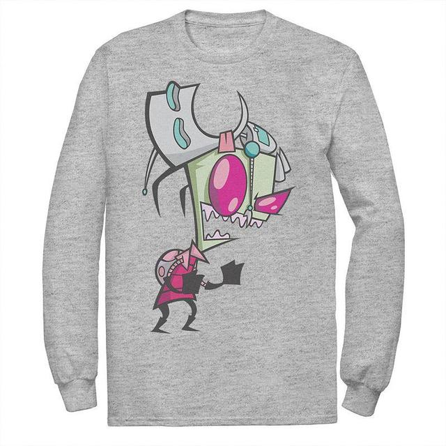 Mens Nickelodeon Invader Zim Menacing Laugh Tired Gir Portrait Long Sleeve Graphic Tee Product Image