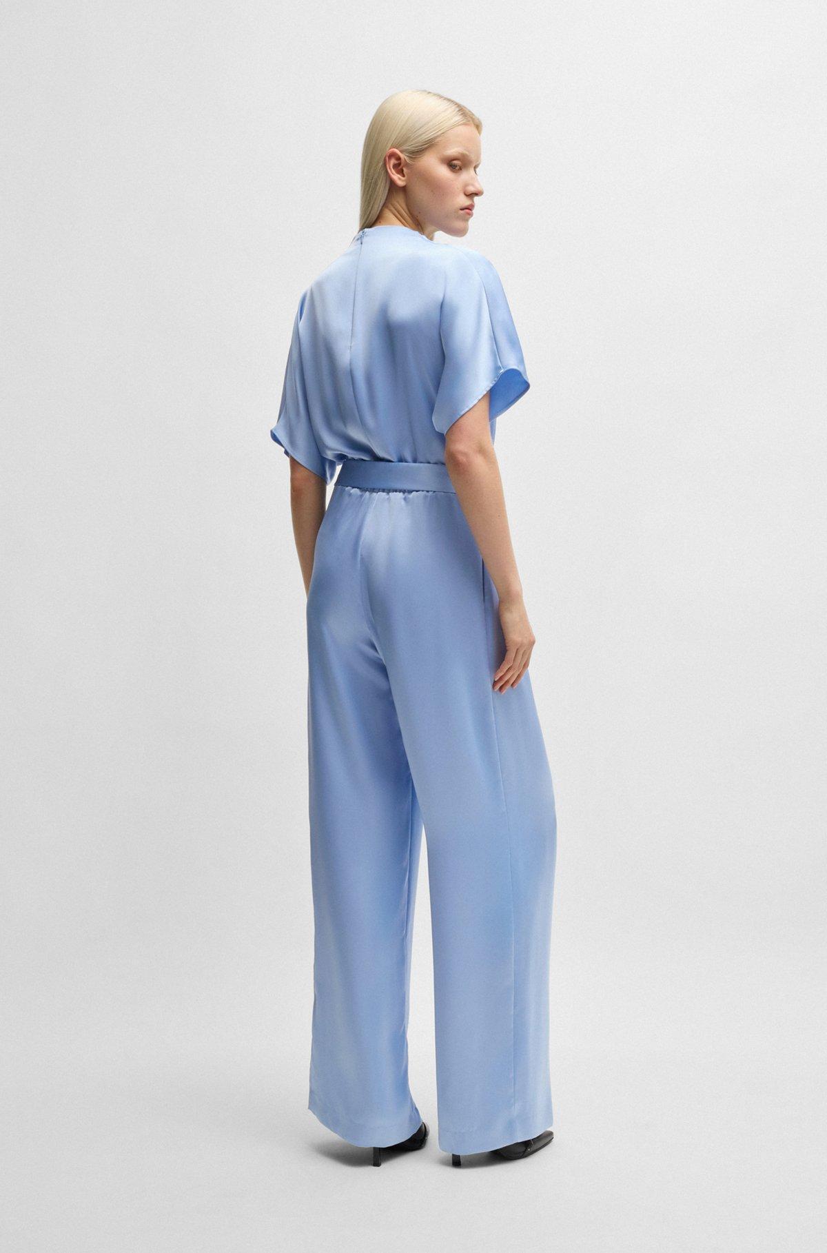 Cowl-neck regular-fit jumpsuit in fluent satin Product Image