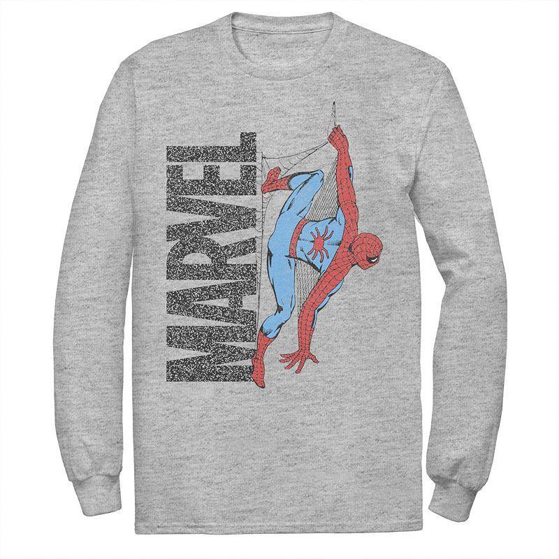 Mens Marvel Spider-Man Distressed Web Logo Tee, Boys Athletic Grey Product Image