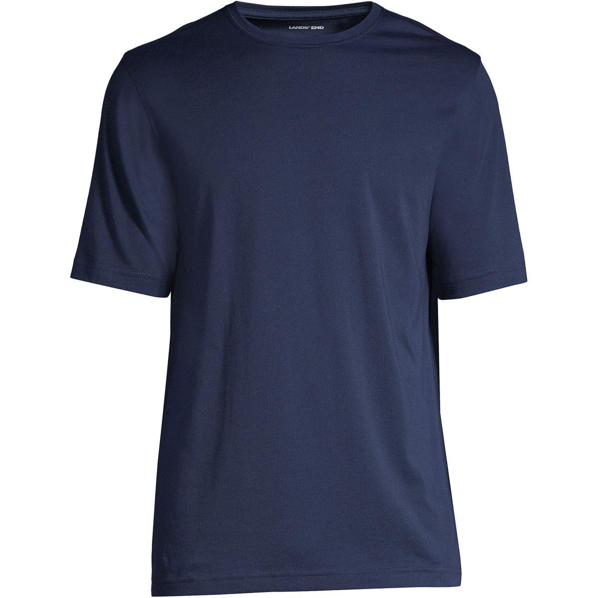 Mens Lands End Supima Crewneck Tee Dark Blue Product Image