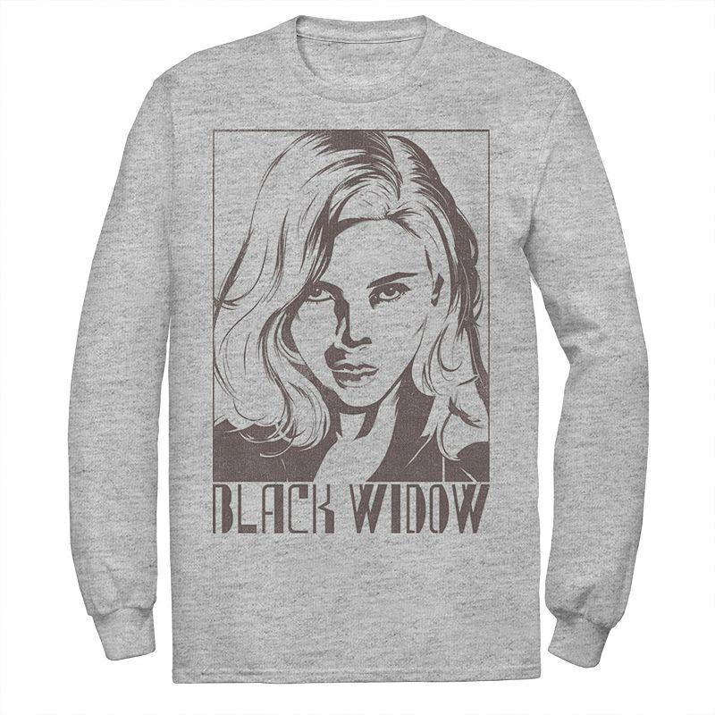 Mens Marvel Black Widow Tie Dye Line Art Tee Athletic Grey Product Image