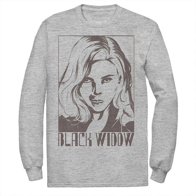 Mens Marvel Black Widow Tie Dye Line Art Tee Athletic Grey Product Image