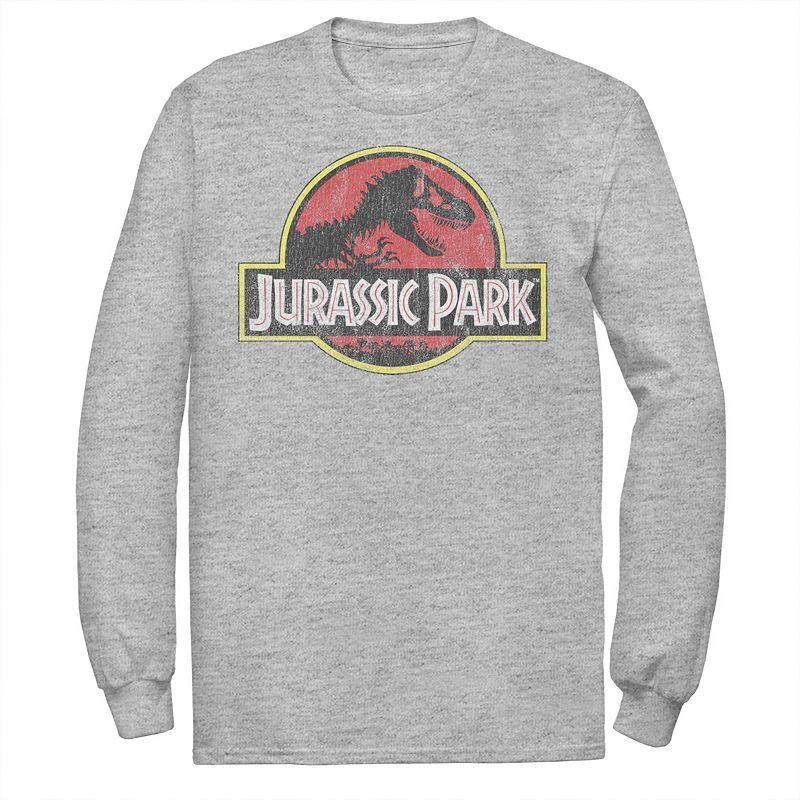 Mens Jurassic Park Distressed Original Park Logo Long Sleeve Graphic Tee White Product Image