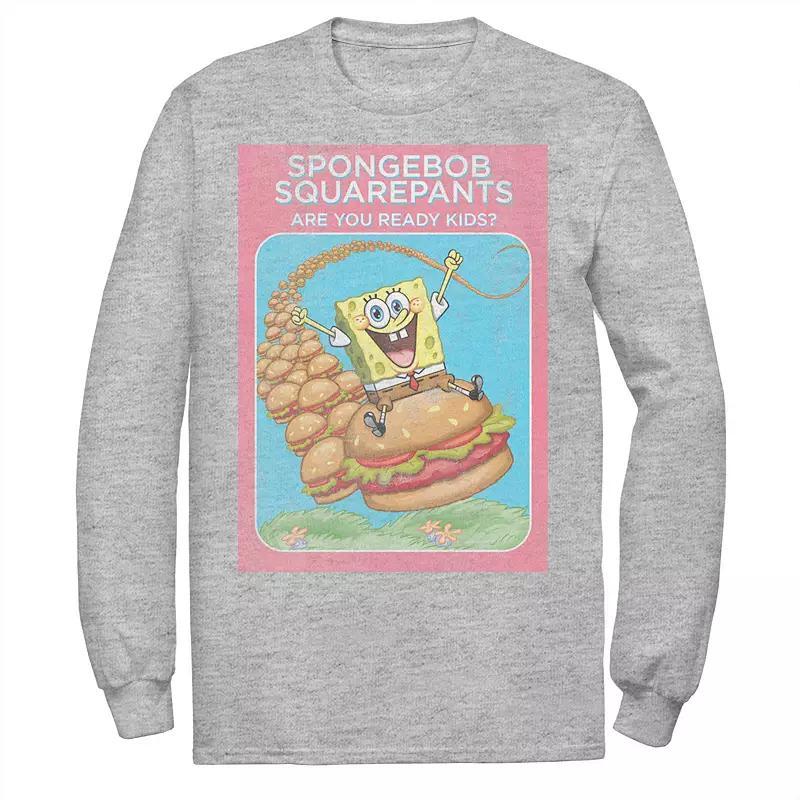 Mens SpongeBob SquarePants Are You Ready Kids Vintage Poster Tee Athletic Grey Product Image