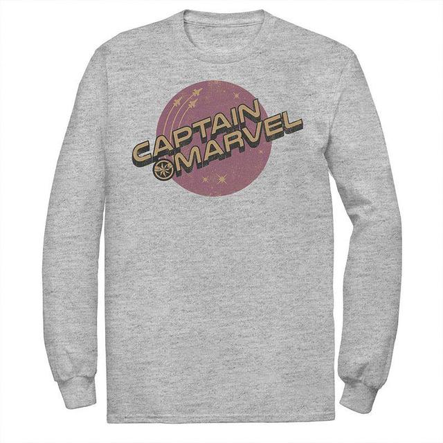 Mens Marvel Captain Marvel Purple Planet Logo Tee Athletic Grey Product Image