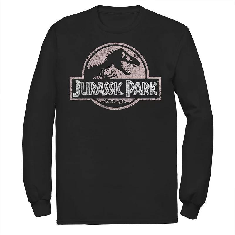 Mens Jurassic Park Peach Distressed Logo Long Sleeve Graphic Tee Product Image