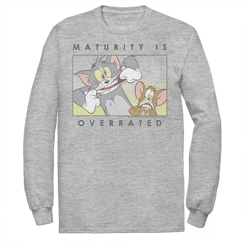 Mens Tom And Jerry Maturity Is Overrated Goofy Portrait Panel Tee Athletic Grey Product Image