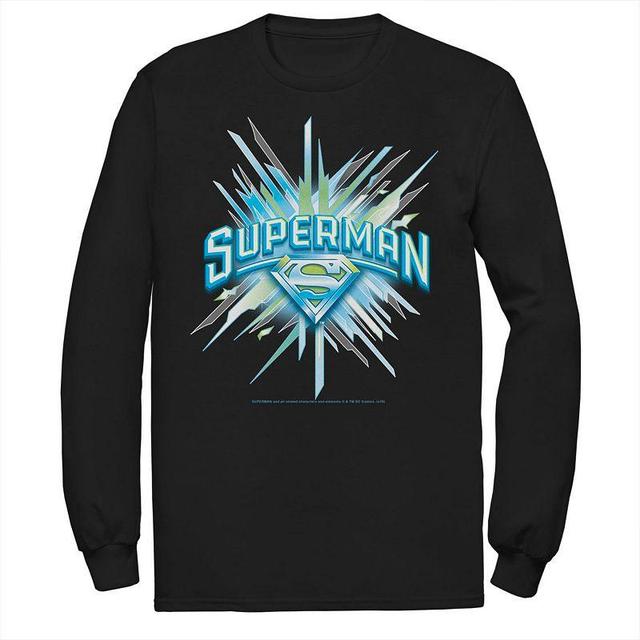 Mens DC Comics Superman Crystal Chest Text Logo Tee Product Image