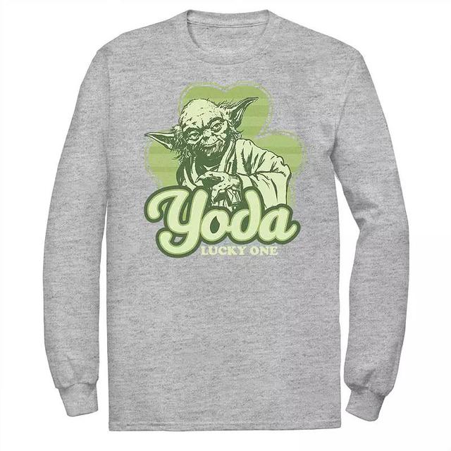 Mens Star Wars Yoda Lucky One Clover St Patricks Day Tee Athletic Grey Product Image