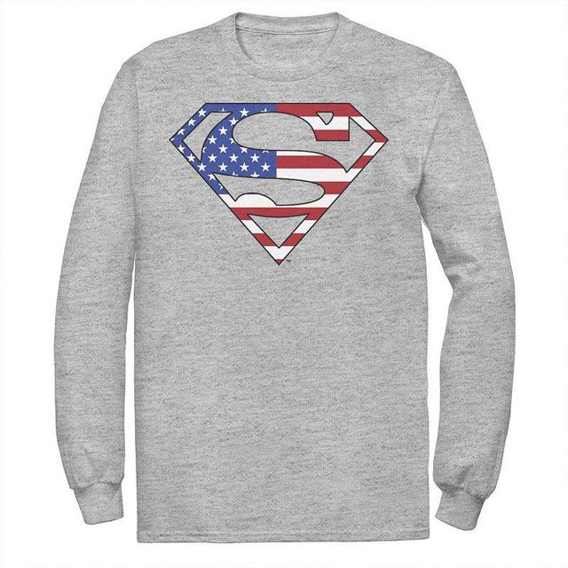 Mens DC Comics Superman American Flag Logo Fill Tee Athletic Grey Product Image