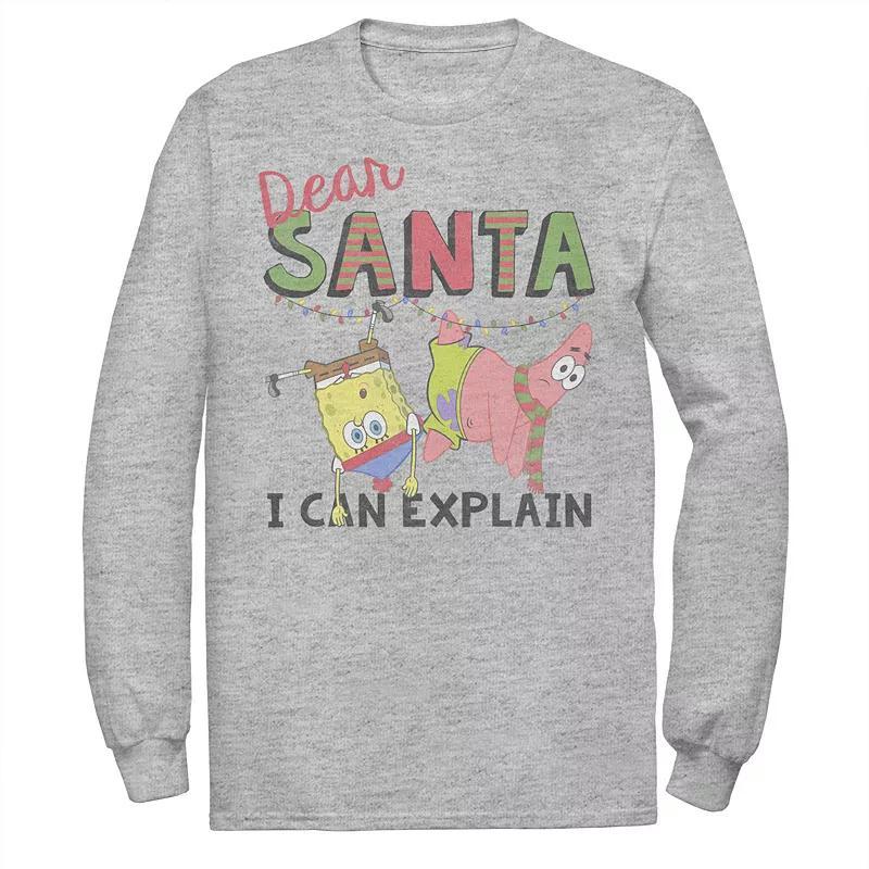 Mens Nickelodeon SpongeBob SquarePants Santa I Can Explain Long Sleeve Graphic Tee Product Image