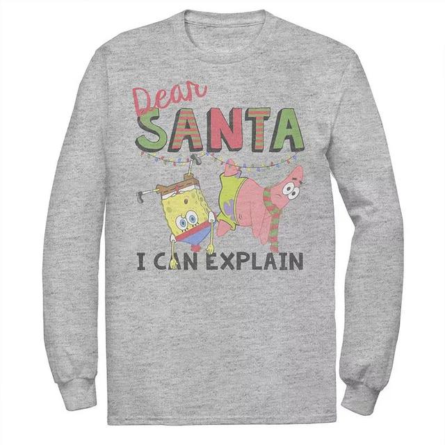 Mens Nickelodeon SpongeBob SquarePants Santa I Can Explain Long Sleeve Graphic Tee Product Image