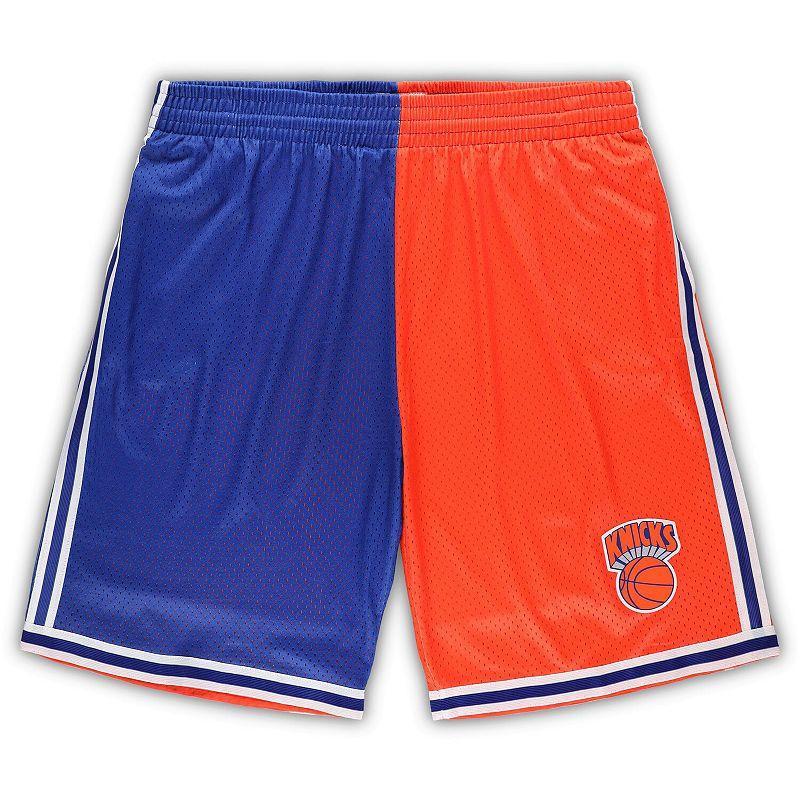 Mens Mitchell & Ness /Orange New York Knicks Big & Tall Hardwood Classics Split Swingman Shorts Product Image