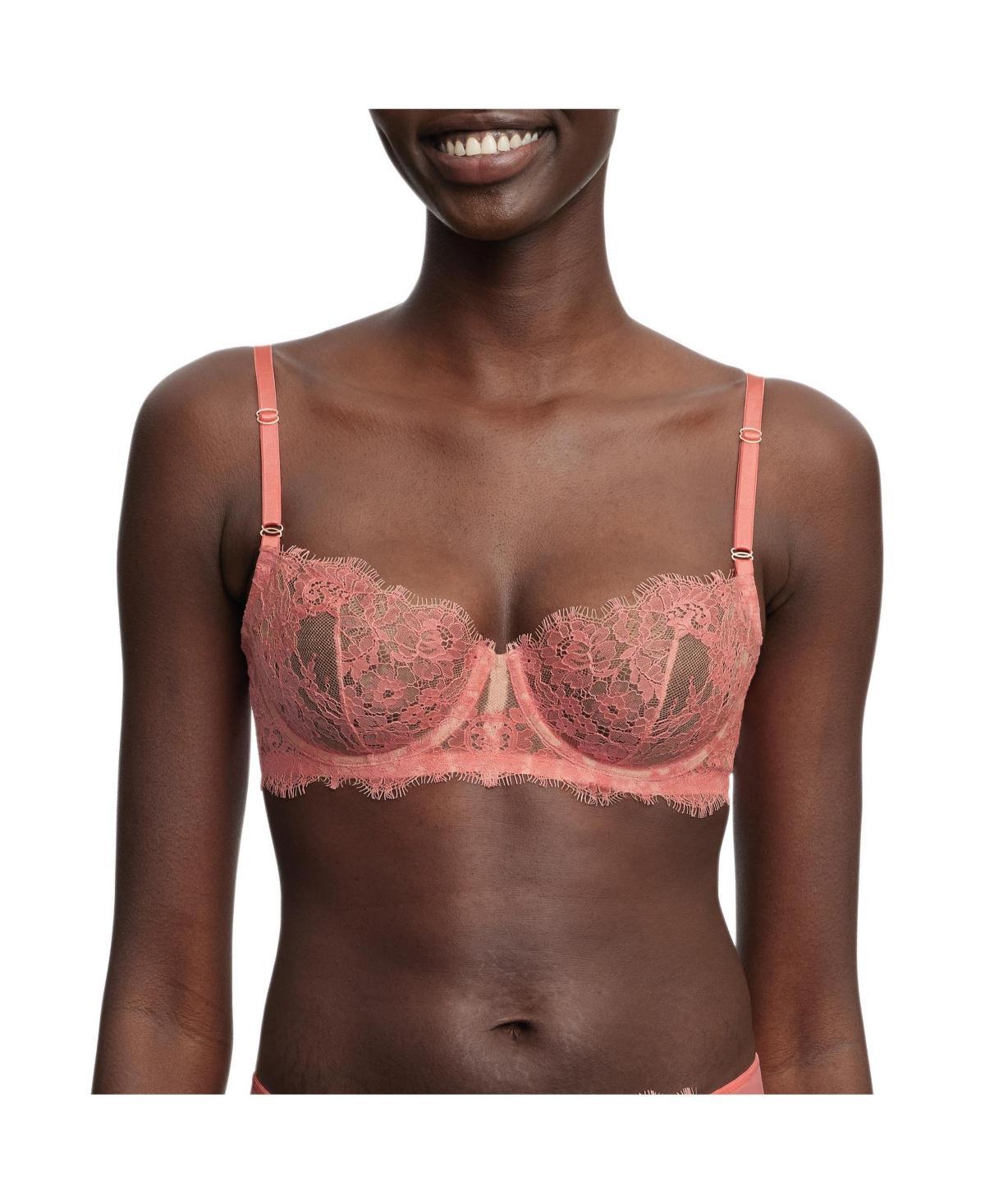 Skarlett Blue Womens Entice Unlined Underwire Lace Balconette Bra - Geranium Product Image