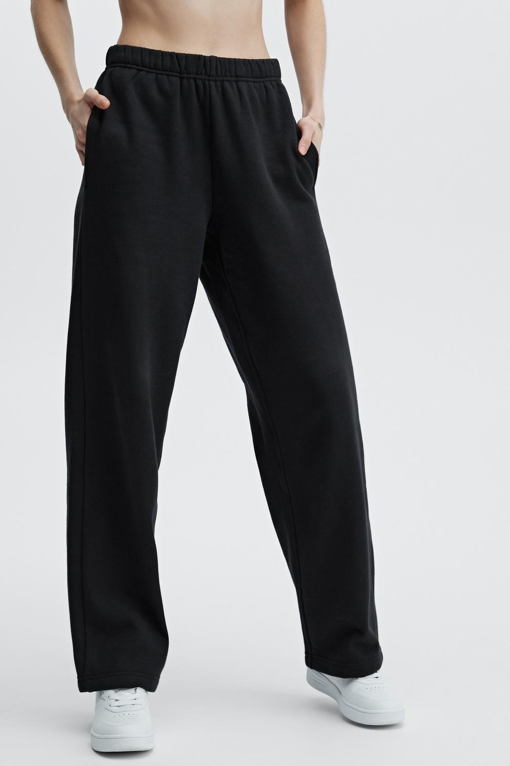 Fabletics Go-To Wide Leg Sweatpant Womens black plus Size 4X Product Image