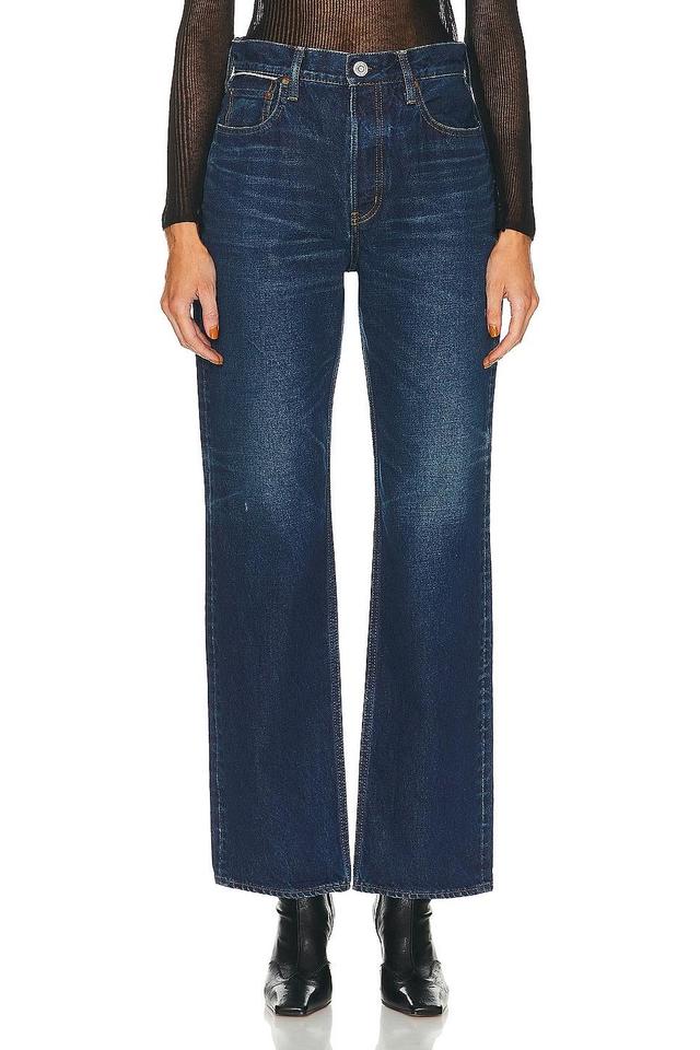 Moussy Vintage Bartlett Wide Straight in Dark Blue - Denim-Dark. Size 27 (also in 31). Product Image