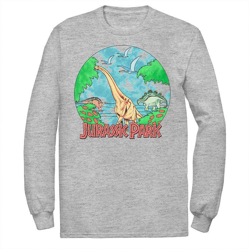 Mens Jurassic Park Retro Globe Watercolor Scene Tee Product Image