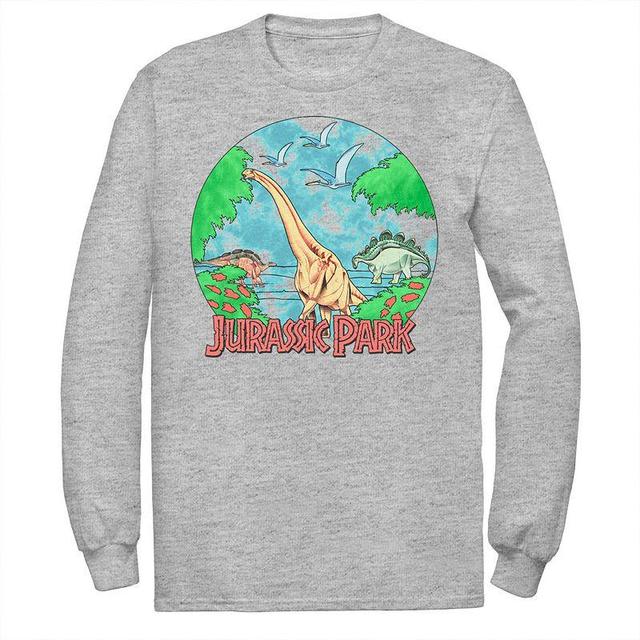 Mens Jurassic Park Retro Globe Watercolor Scene Tee Product Image