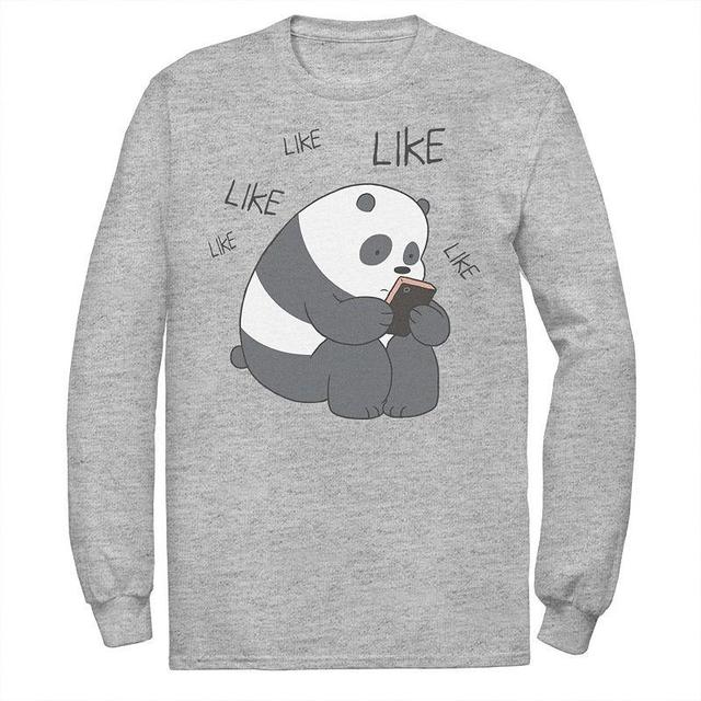 Mens Cartoon Network We Bare Bears Like Like Like Texting Long Sleeve Tee Athletic Grey Product Image