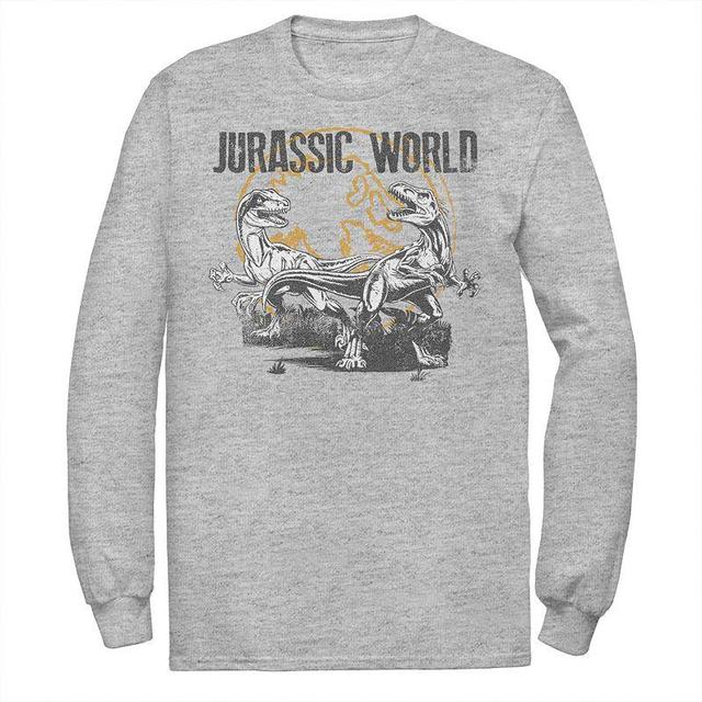 Mens Jurassic World Distressed Raptor Battle Tee Athletic Grey Product Image