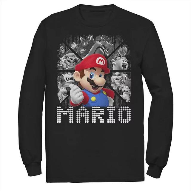 Big & Tall Nintendo Super Mario Bros Characters Background Long Sleeve, Mens Product Image