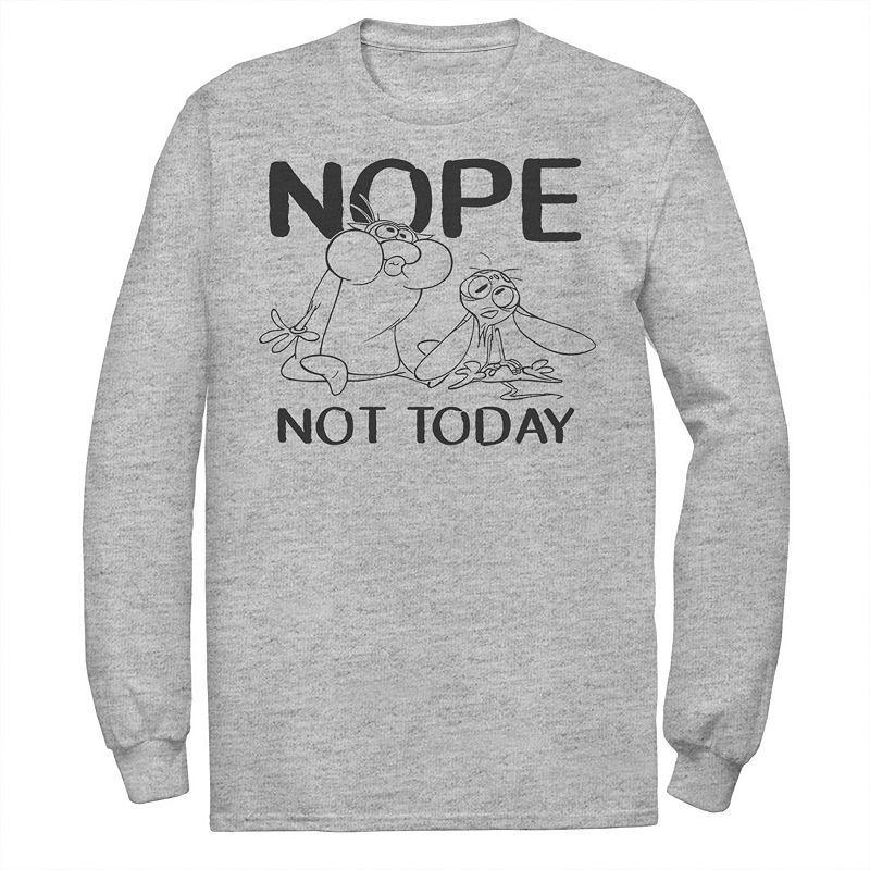 Mens Nickelodeon Ren And Stimpy Nope Not Today Sketch Long Sleeve Graphic Tee Athletic Grey Product Image