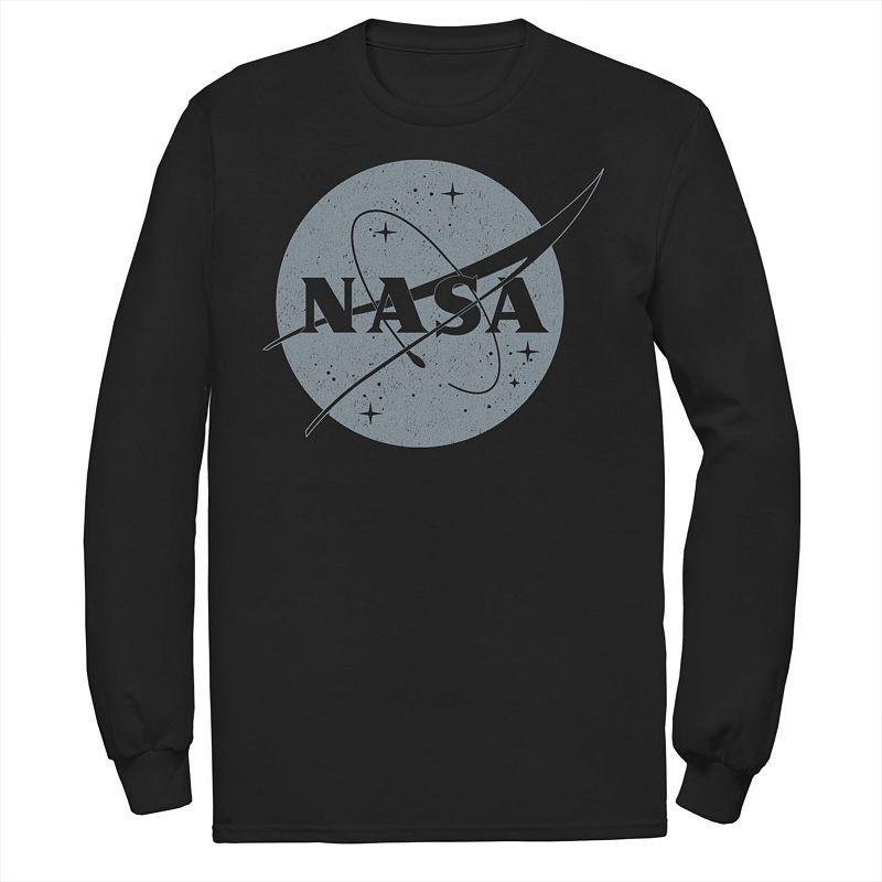 Mens NASA Simple Classic Circle Logo Long Sleeve Graphic Tee Black Product Image