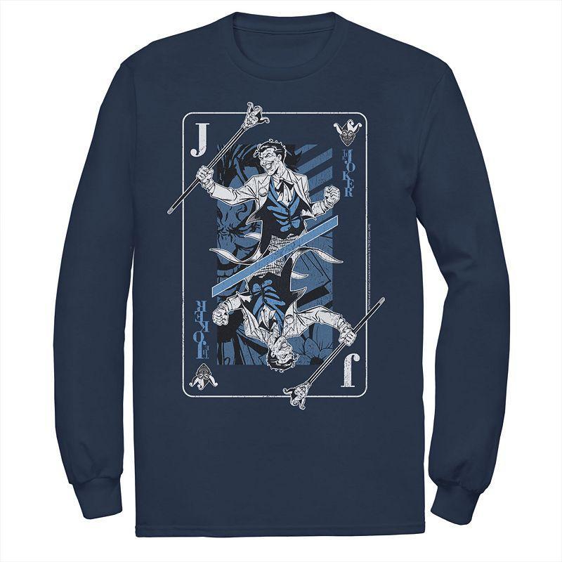 Mens DC Comics The Joker Playing Card Tee Blue Product Image