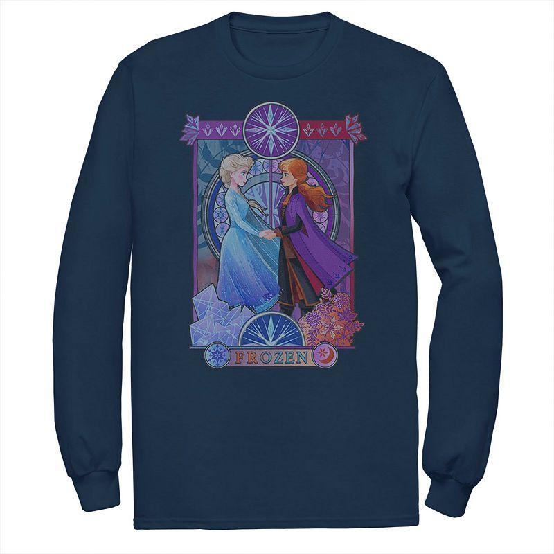 Mens Frozen 2 Elsa & Anna Split Poster Tee Blue Product Image