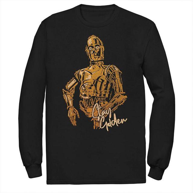 Mens Star Wars The Rise of Skywalker C-3PO Stay Golden Long Sleeve Graphic Tee Product Image