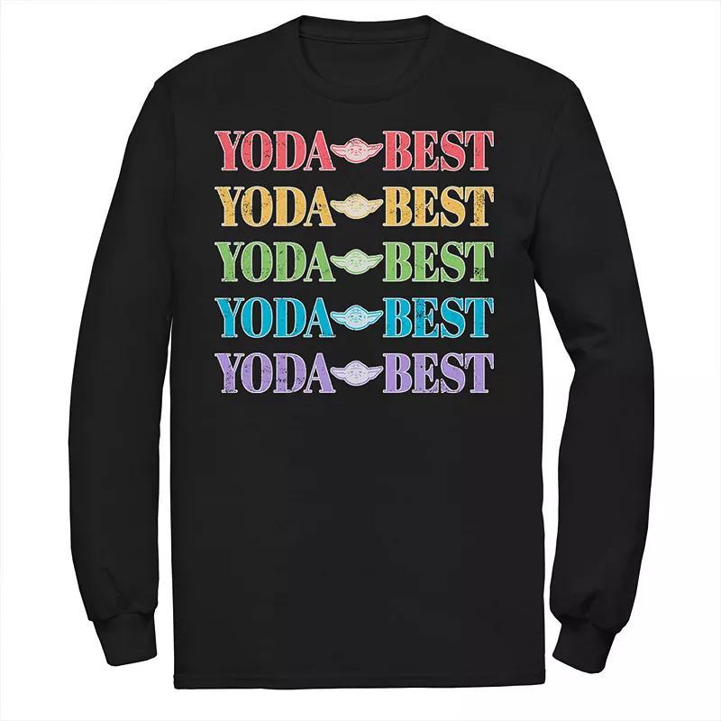 Mens Star Wars Pride Yoda Best Rainbow Text Stack Tee Product Image