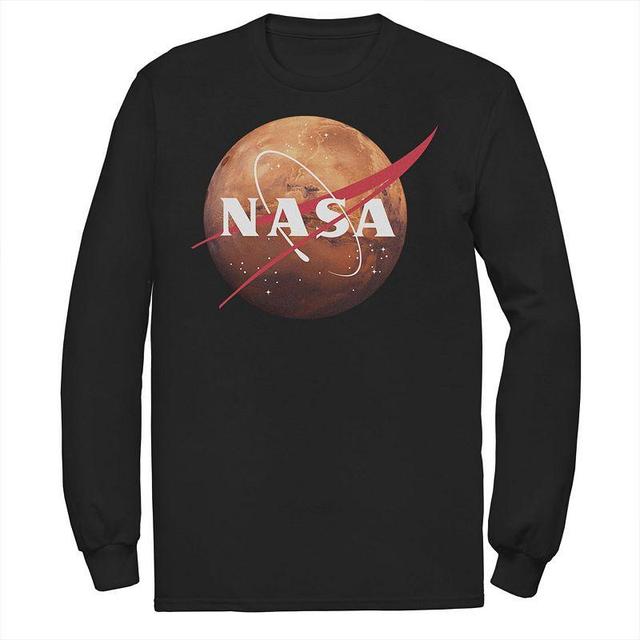 Mens NASA Mars Planet Logo Long Sleeve Graphic Tee Black Product Image