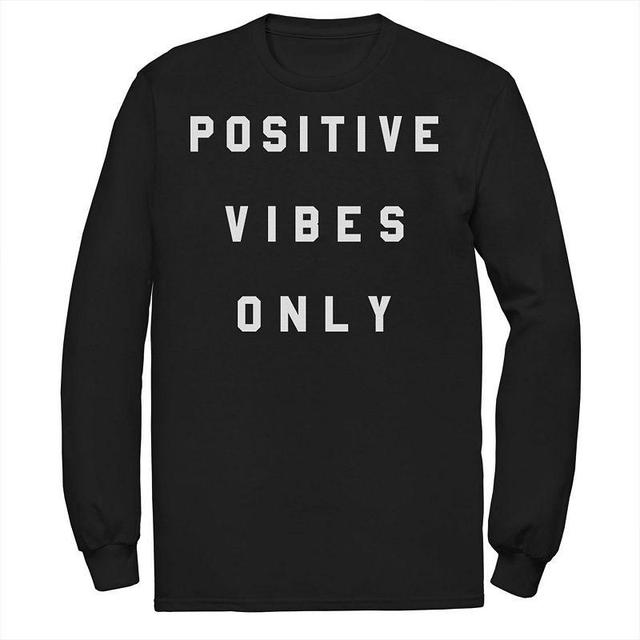 Mens Positive Vibes Only Simple Text Tee Black Product Image