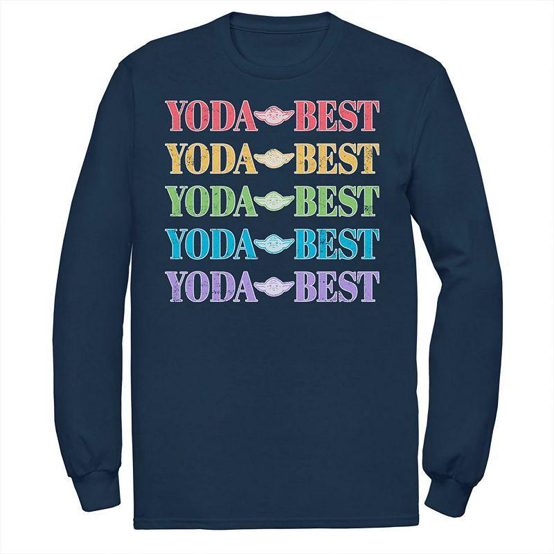 Mens Star Wars Pride Yoda Best Rainbow Text Stack Tee Blue Product Image