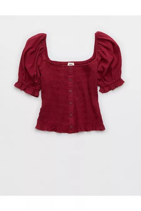 Aerie Puff Sleeve Smocked Top Women's product image