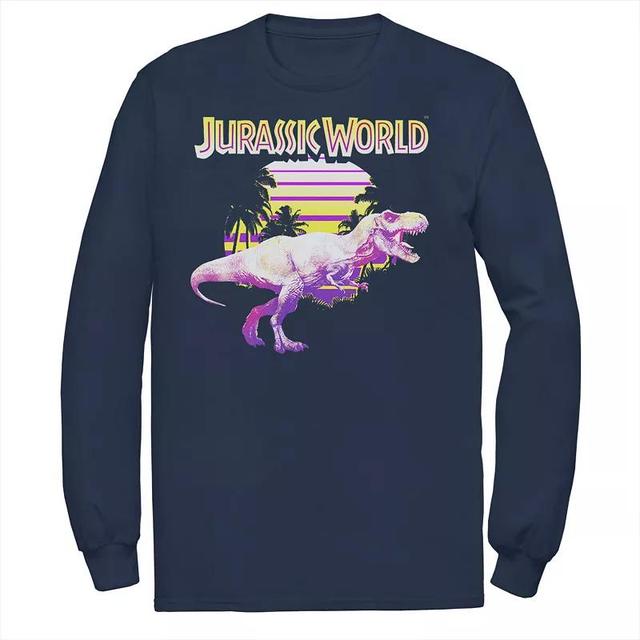 Mens Jurassic World Neon Purple & Yellow T-Rex Tee Blue Product Image