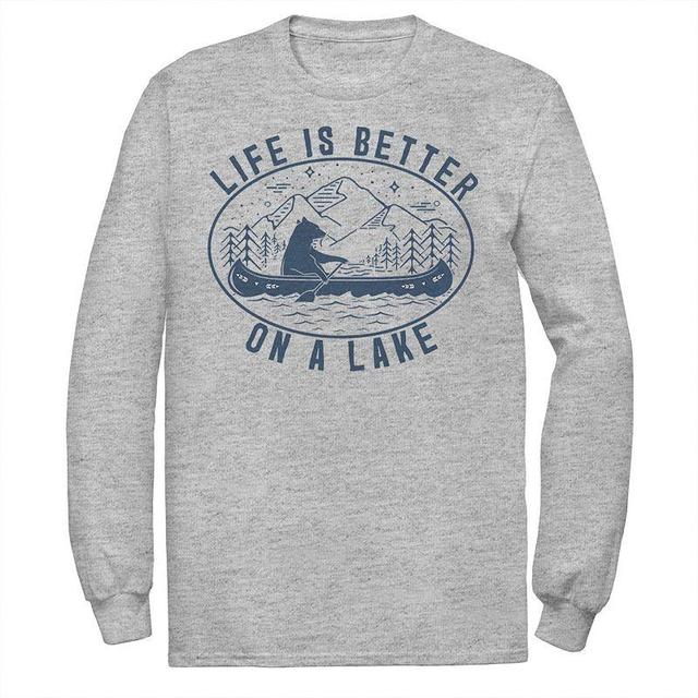 Mens Life Is Better On A Lake Bear In A Canoe Tee Athletic Grey Product Image