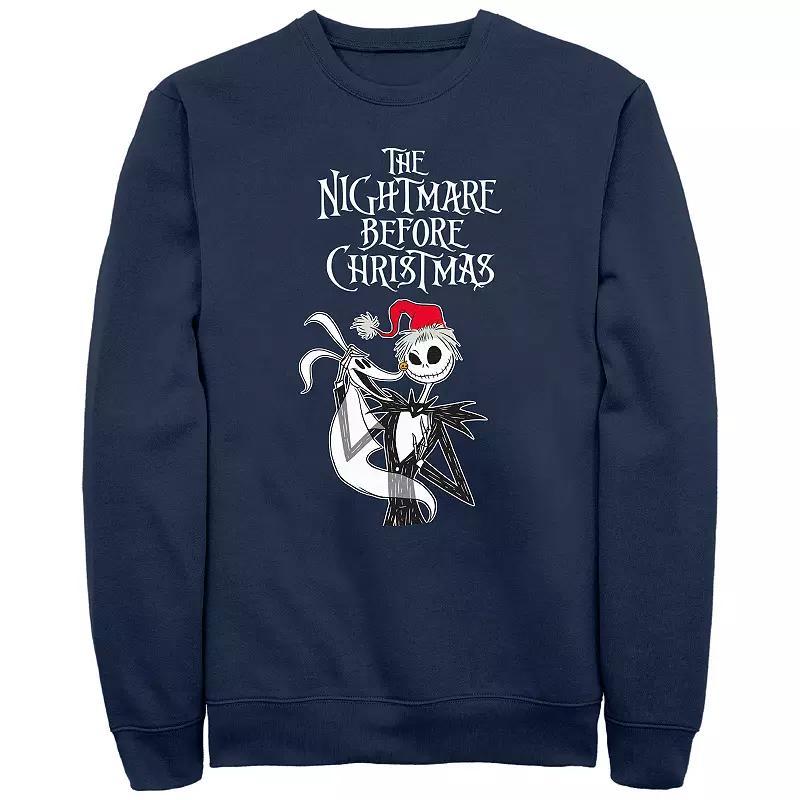 Mens The Nightmare Before Christmas Jack And Zero Poster Graphic Fleece Blue Product Image