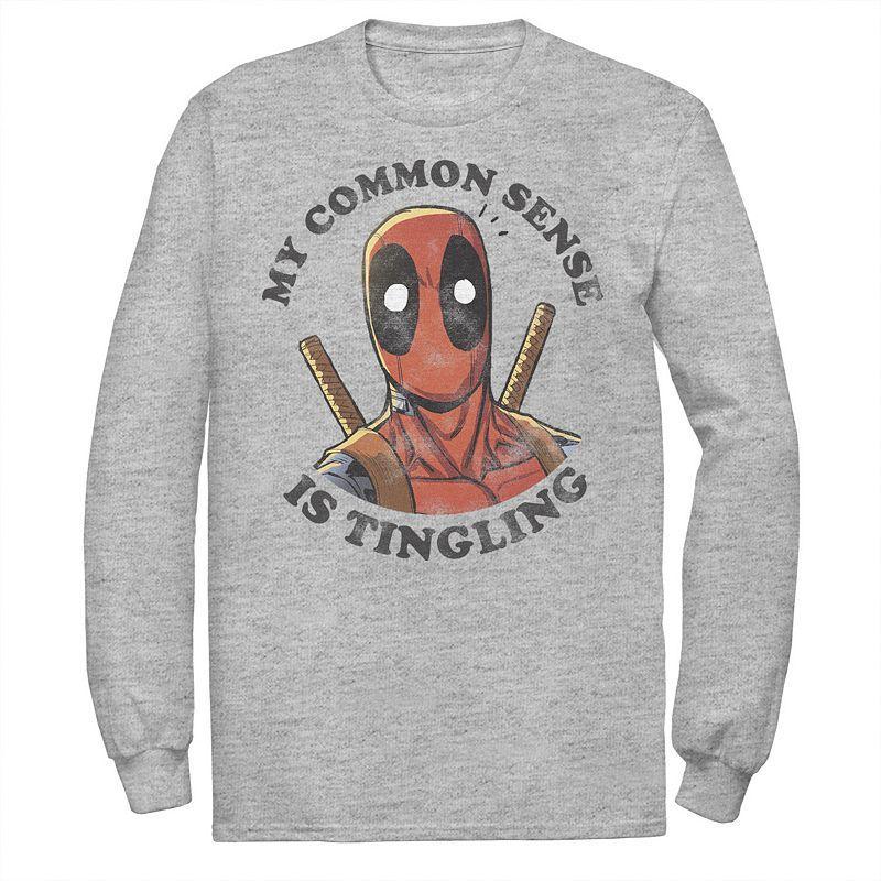 Mens Marvel Deadpool Common Sense is Tingling Tee Athletic Grey Product Image