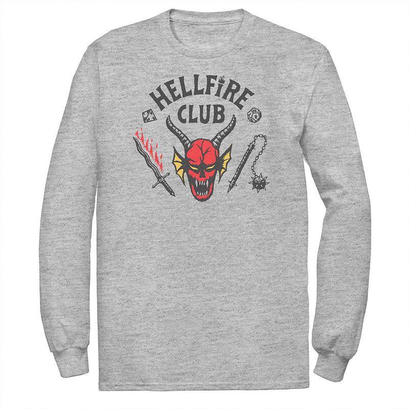 Big & Tall Stranger Things Hellfire Club Logo Long Sleeve Tee, Mens Athletic Grey Product Image