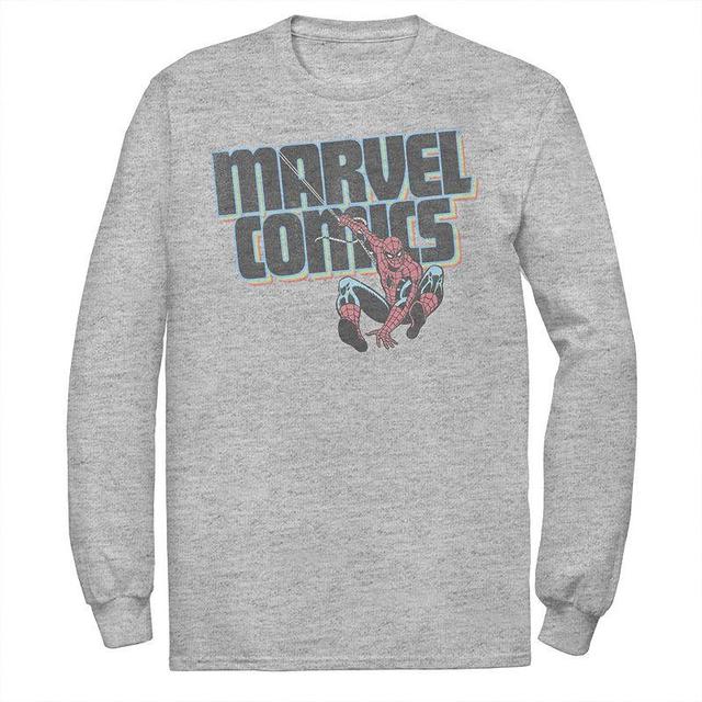 Mens Marvel Comics Spider-Man Classic Web Sling Logo Tee Athletic Grey Product Image