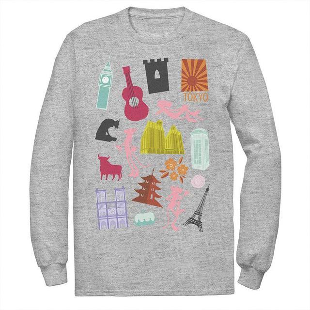 Mens Pink Panther Around The World Doodles Tee Athletic Grey Product Image