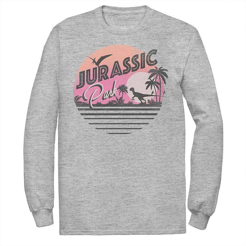 Mens Jurassic Park Pink Gradient Sunset Get Wild Graphic Tee Athletic Grey Product Image