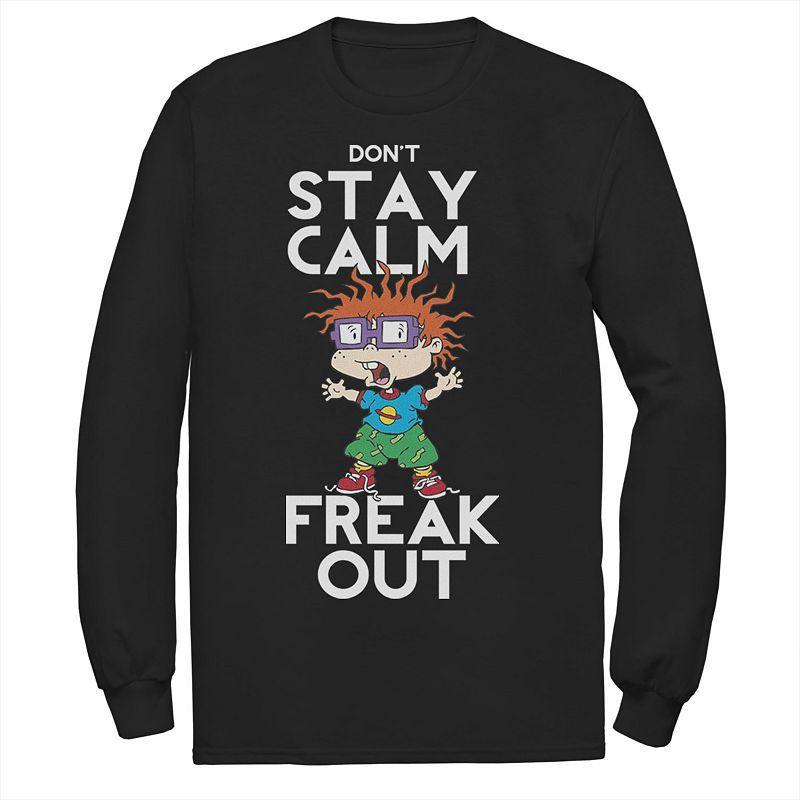 Mens Nickelodeon Rugrats Chuckie Dont Stay Calm Freak Out Long Sleeve Graphic Tee Black Product Image