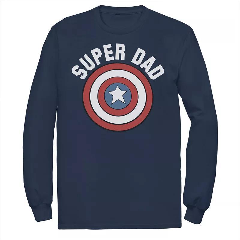 Big & Tall Marvel Fathers Day Super Dad Captain America Shield Long Sleeve Tee, Mens Blue Product Image