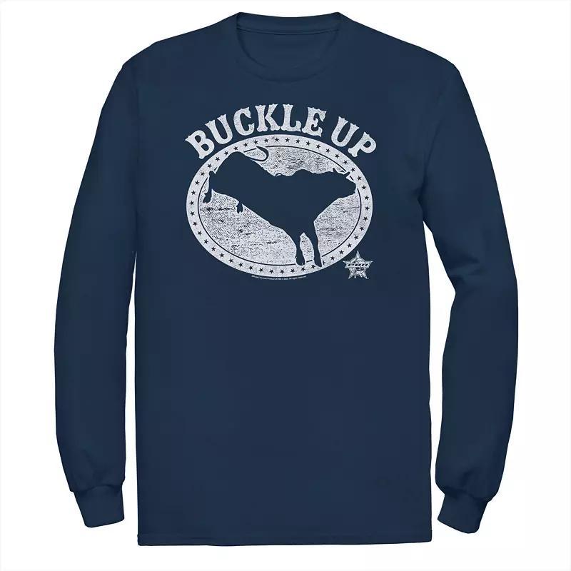 Big & Tall PBR Buckle Up Bull Badge Long Sleeve Graphic Tee, Mens Blue Product Image