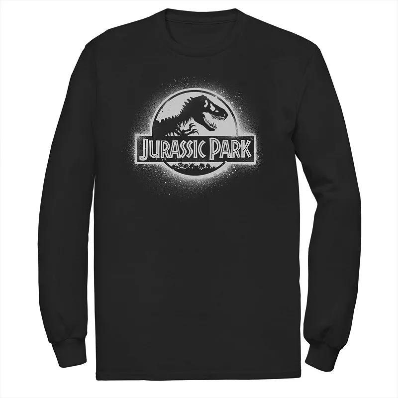 Mens Jurassic Park All White Spray Paint Stencil Movie Logo Tee Blue Product Image